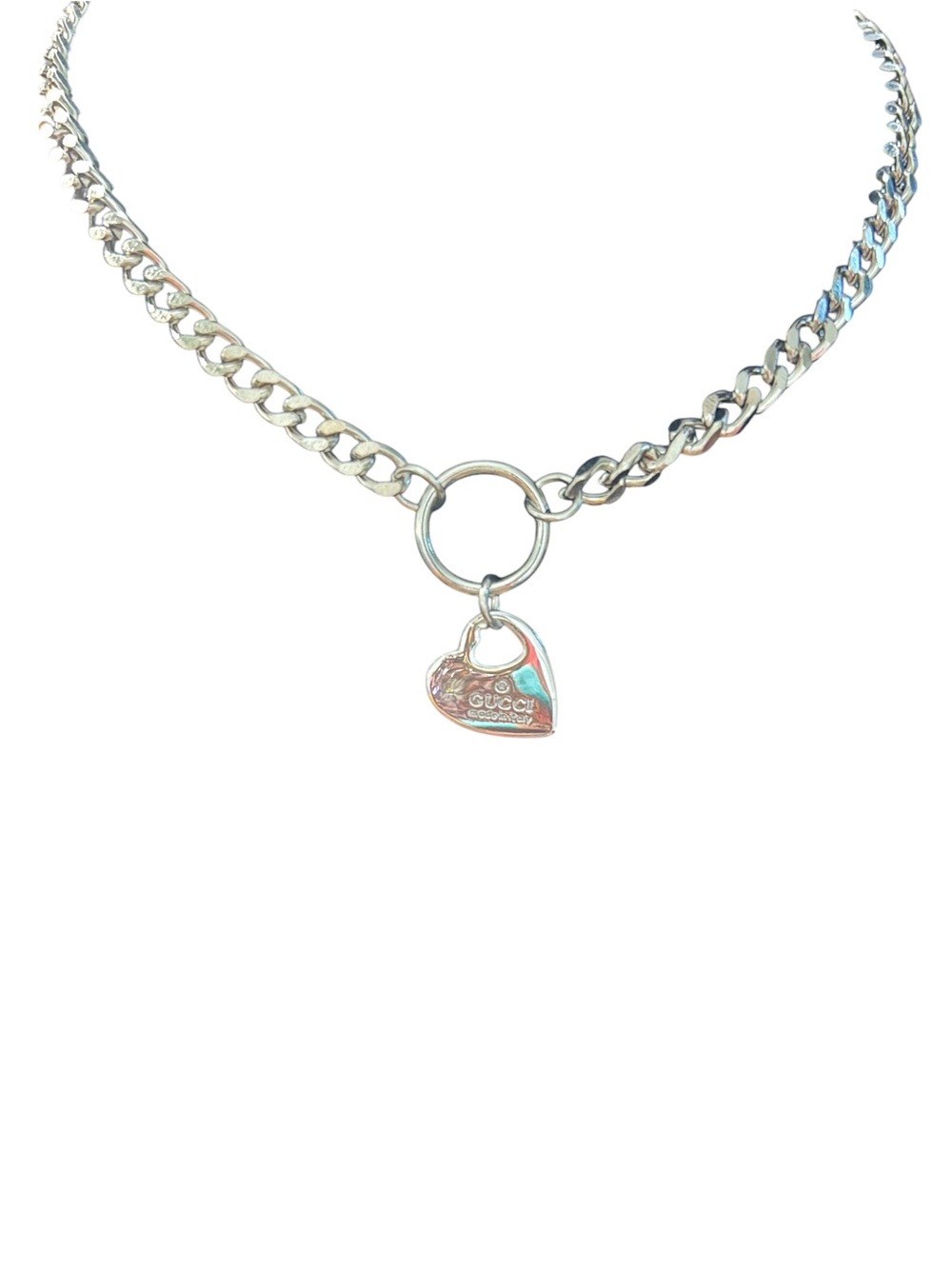 Silver Heart Toggle Charm Necklace